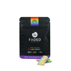 Faded Cannabis Edibles 180mg Rainbow Sherbet Belts