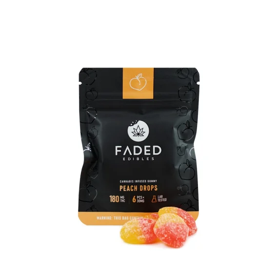 Faded Cannabis Edibles 180mg Peach Drops