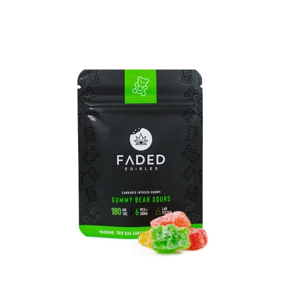 Faded Cannabis Edibles 180mg Sour Gummy Bears