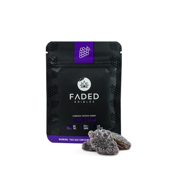 Faded Cannabis Edibles 180mg Grape Crush Gummies