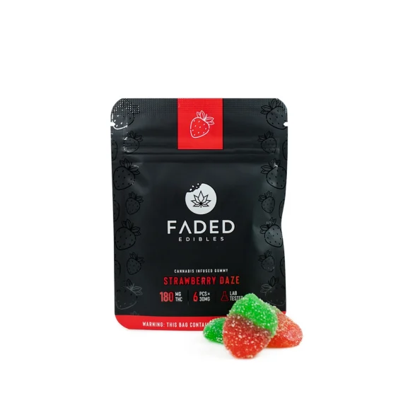 Faded Cannabis Edibles 180mg Strawberry Daze Gummies